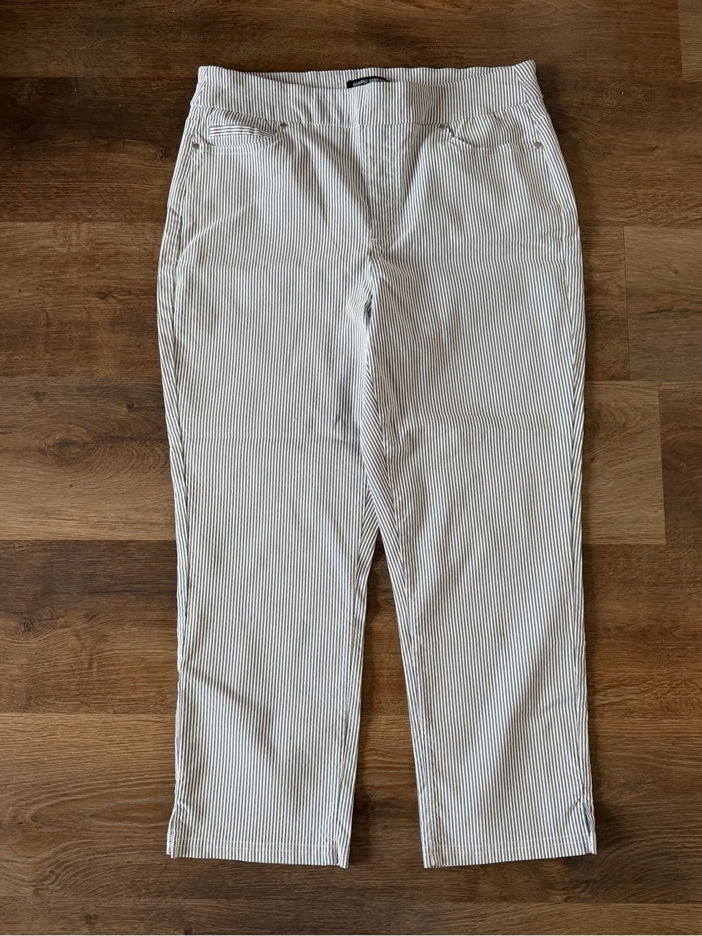 Mario Serrani White Jeans with Blue Pinstripes - Straight Leg